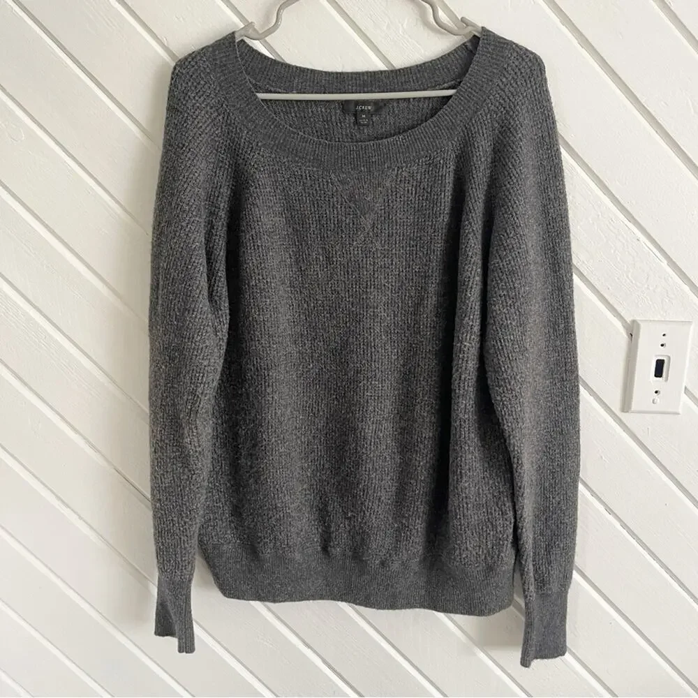 J. Crew Merino Wool Alpaca Waffle Crewneck Sweater in Supersoft Yarn Size Medium